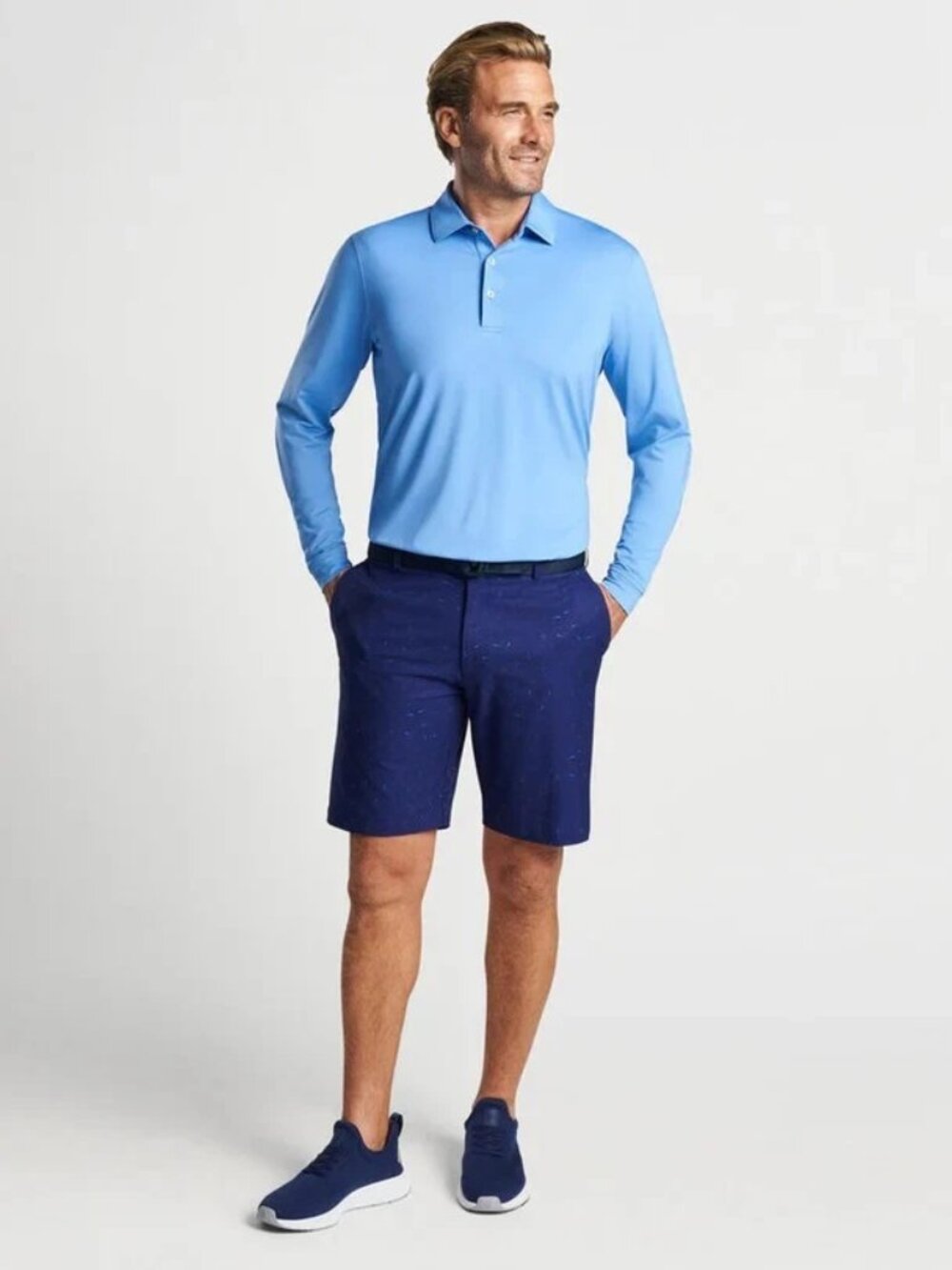 ⛳ Peter Millar Crown Sport Navy Geometric Performance Golf Shorts Mens 32 ⛳